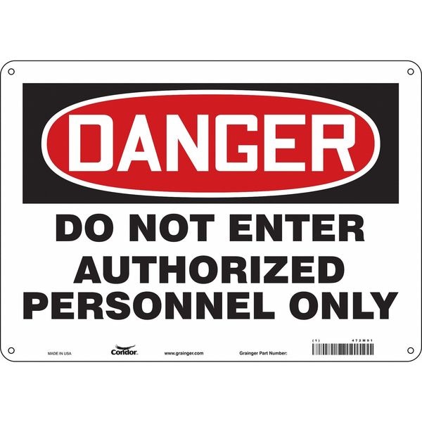 Condor Safety Sign, 10 in Height, 14 in Width, Aluminum, Horizontal Rectangle, English, 472M91 - 472M91