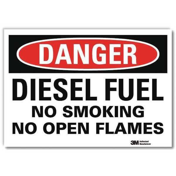 Lyle Danger No Smoking Sign, 10" H, 14 in W, Reflective Sheeting, Horizontal Rectangle, U1-1037-RD_14X10 - U1-1037-RD_14X10