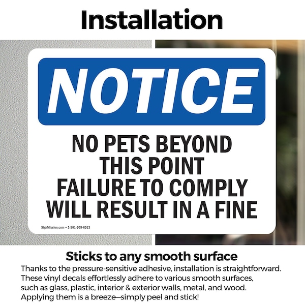 Signmission No Pets Beyond This Point Failure To Comply OSHA Notice Sign, Vinyl Decal, 18in W x 12in L, 2PK - OS-2PACK-NS-D-1218-L-14748