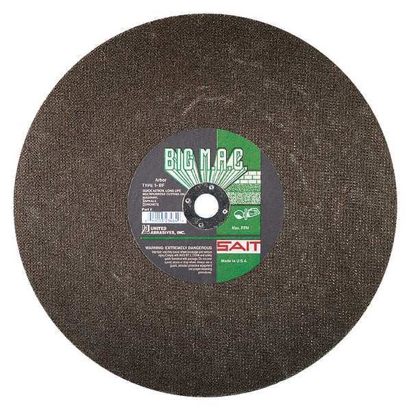 United Abrasives/Sait Abrasive Cut-Off Wheel, Type 1, 12 in Dia, 0.125 in Thick, 20 mm Arbor Hole Size, Silicon Carbide - 23462
