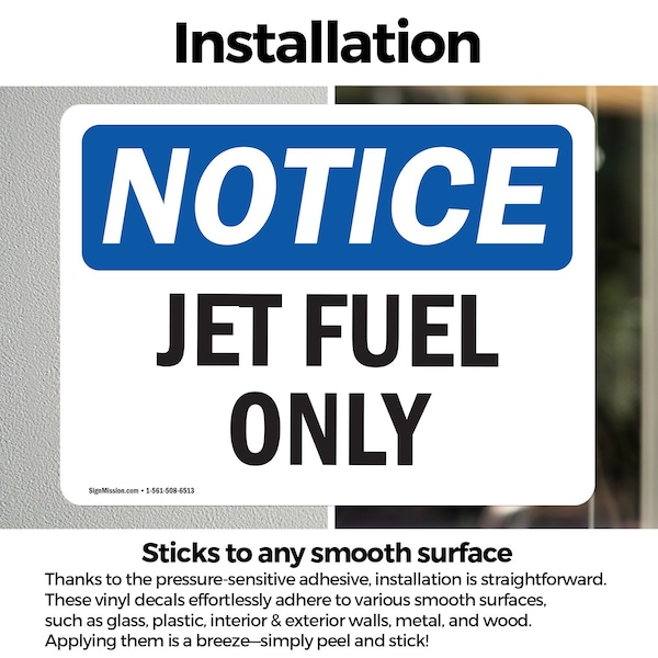 Signmission Jet Fuel Only, 5 in W x Rectangle, Vinyl Decal - OS-2PACK-NS-D-35-L-13760