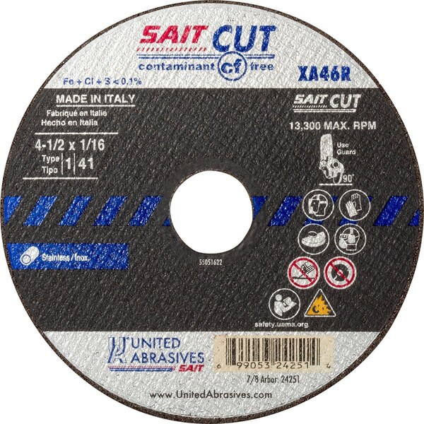 United Abrasives/Sait Cutting WheelT16x116x78PK50 - 24253