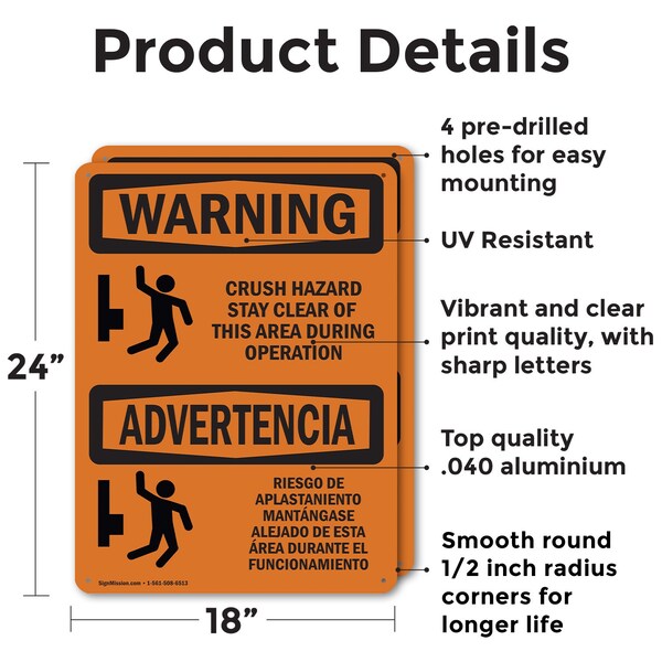 Signmission Safety Culture Sign, 18 in Width, Aluminum, Rectangle, Bilingual - OS-2PACK-WS-A-1824-L-12537