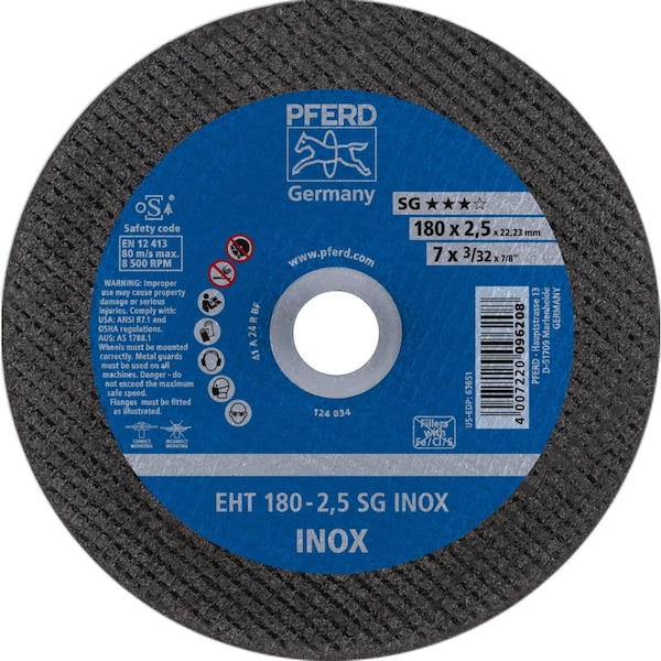 Pferd 7'' x 3/32'' Cut-Off Wheel, 7/8'' A.H. - SG INOX - Type 1 - 63651