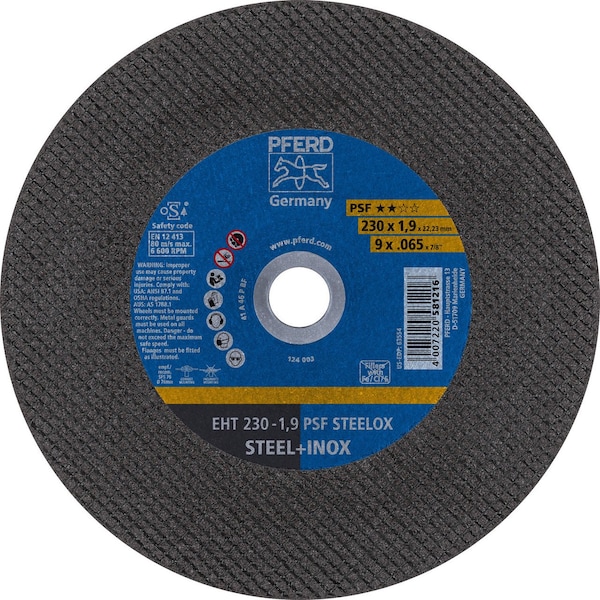 Pferd 63554 9in x .065in Cut-Off Wheel 7/8in AH A46P PSF-INOX Type 1 - 63554-PFERD