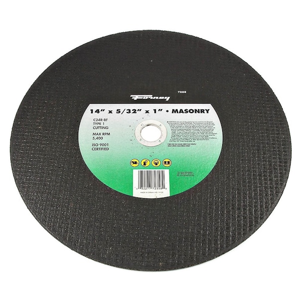 Forney Cutting Wheel, Masonry/Asphalt, Type 1, 14 in x 5/32 in x 1 in - 72358