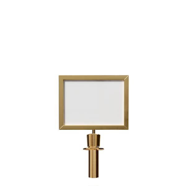 Montour Line Post and Rope Stanchion Sign Frame 11 x 14 in. H Satin Brass Steel - HDSF-1114-H-SB-NOCLA