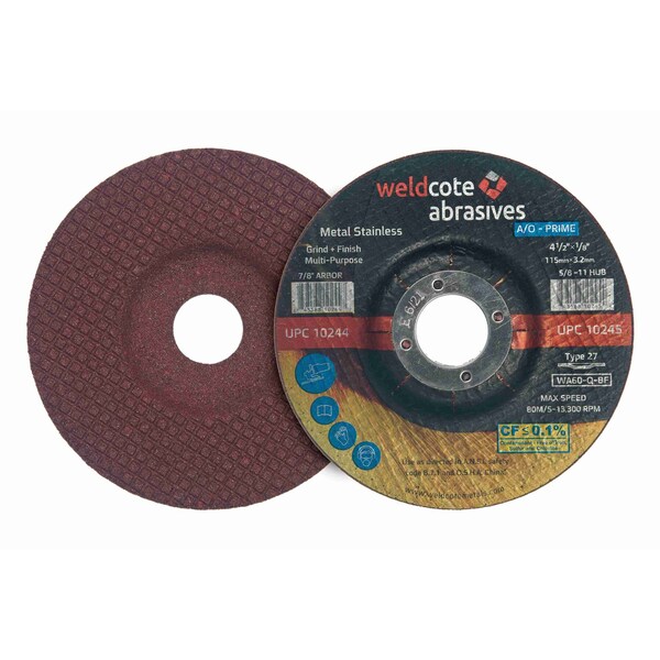 Inox-Solid Multi-Purpose Type 27 Wheel  Cut, Grind, Finish, 5in x 1/8in x 5/8-11, 10PK - 10247