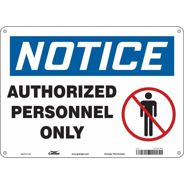 Condor Safety Sign, 10 in Height, 14 in Width, Aluminum, Horizontal Rectangle, English, 472T89 - 472T89