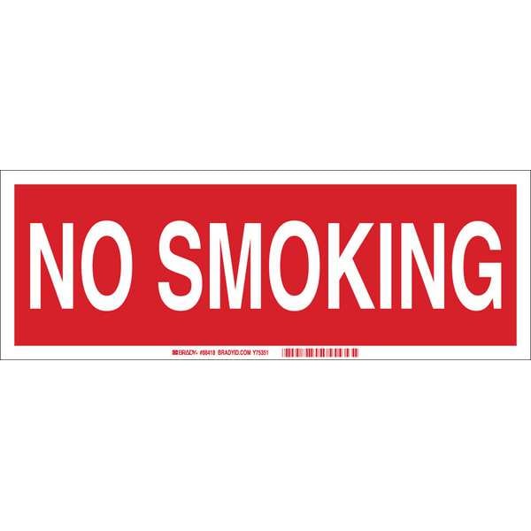 Brady No Smoking Sign, 5 in H, 14 in W, Polyester, Rectangle, English, 88418 - 88418