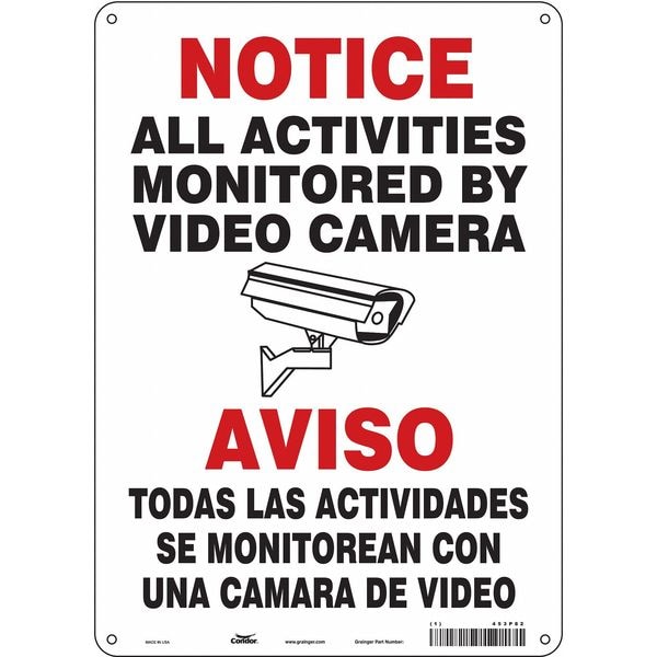 Condor Security Sign, 14 in H, 10 in W, Aluminum, Vertical Rectangle, English, 453P82 - 453P82