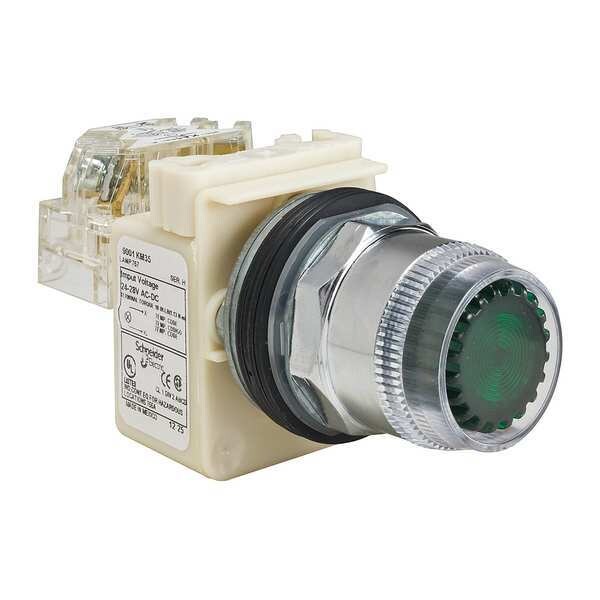 Botón de presión iluminado Schneider Electric, 30 mm, 1NA/1NC, verde - 9001K1L35GH13
