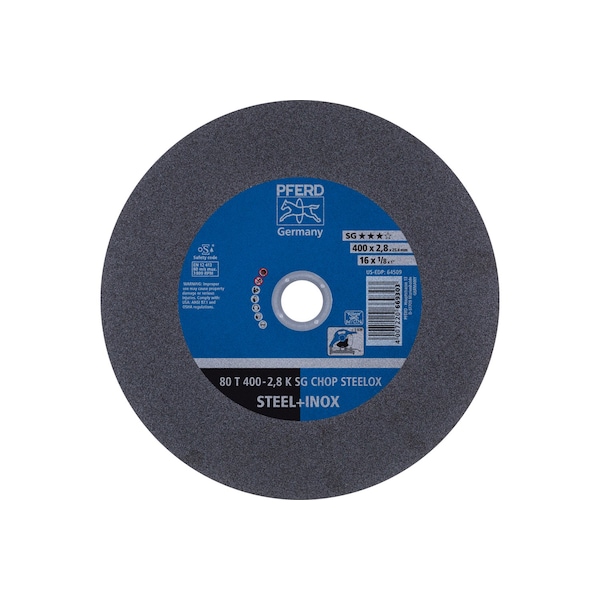 Pferd 16 in Dia, 3/32 in Thick, 1 in Arbor Hole Size, Aluminum Oxide, 36 Grit - 64509