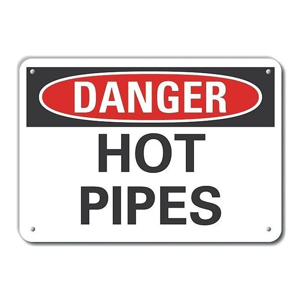 Lyle Hot Surface Sign, 10 in H x 14 in W, Aluminum, Hot Pipes - LCU4-0328-RA_14X10