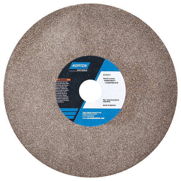 Norton Abrasives Grinding Wheel, 8 in. Dia, AO, 60/80G, Brown - 07660788277