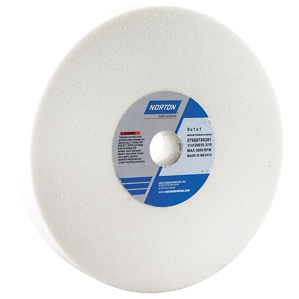 Norton Abrasives Grinding Wheel, T1, 8x1x1, AO, 60G, White - 07660788281