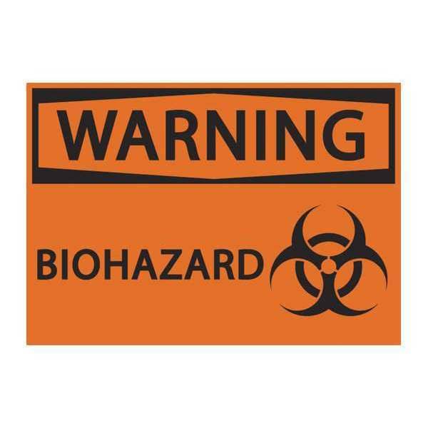 Zing Biohazard Sign, 7 in H, 10 in W, Plastic, Rectangle, English, 1919S - 1919S