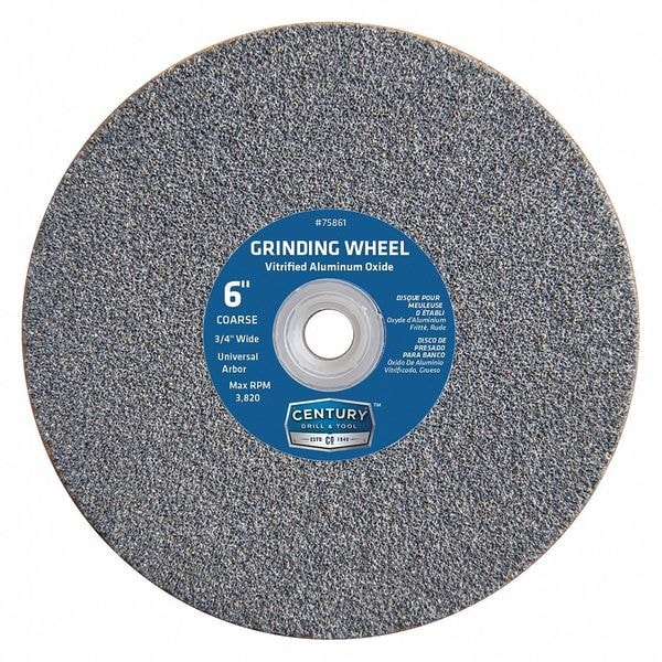 Century Drill & Tool Coarse Grinding Wheel, 6 x 3/4 in. - 75861