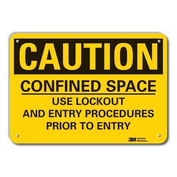 Lyle Caution Sign, 10 in H, Alum, Confined Space, LCU3-0455-RA_14x10 - LCU3-0455-RA_14X10