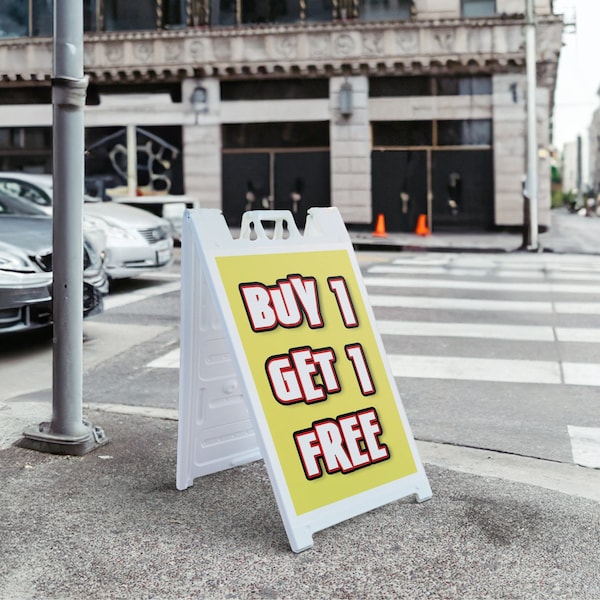 Signmission Buy Get Free, A-Frame & 2 Sign Inserts, Heavy-Duty Plastic Frame - SBHD-C-2436-BUY 1 GET 1 FREE