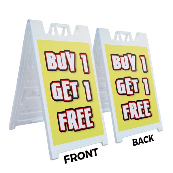 Signmission Buy Get Free, A-Frame & 2 Sign Inserts, Heavy-Duty Plastic Frame - SBHD-C-2436-BUY 1 GET 1 FREE
