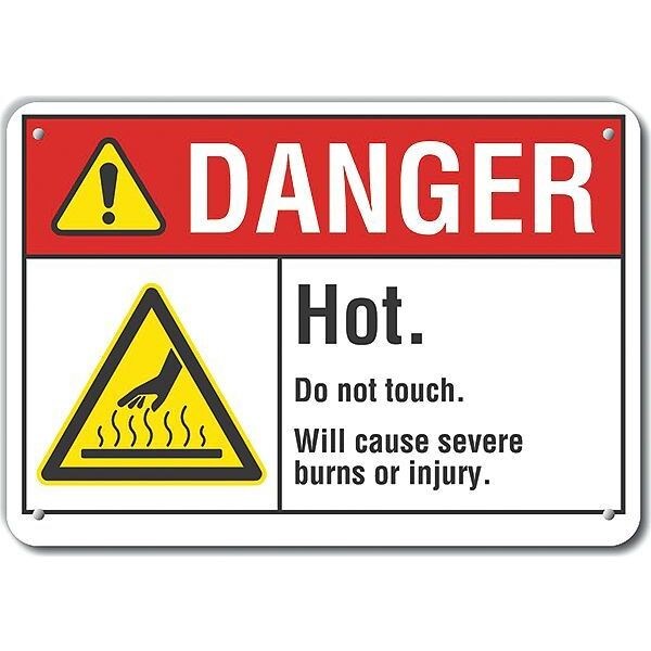 Lyle Hot Surface Sign, 7 in H x 10 in W, Plastic, Hot. Do Not Touch. Will Cause Severe Burns Or Injury. - LCU4-0028-NP_10X7