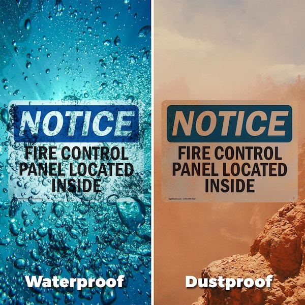 Signmission Fire Control Panel Located Inside OSHA Notice Sign, Plastic, 10in W x 7in L, 2PK - OS-2PACK-NS-P-710-L-12556