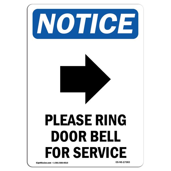 Signmission Safety Sign, OSHA Notice, 18" Height, Aluminum, Please Ring Door Bell Sign With Symbol, Portrait - OS-NS-A-1218-V-17583
