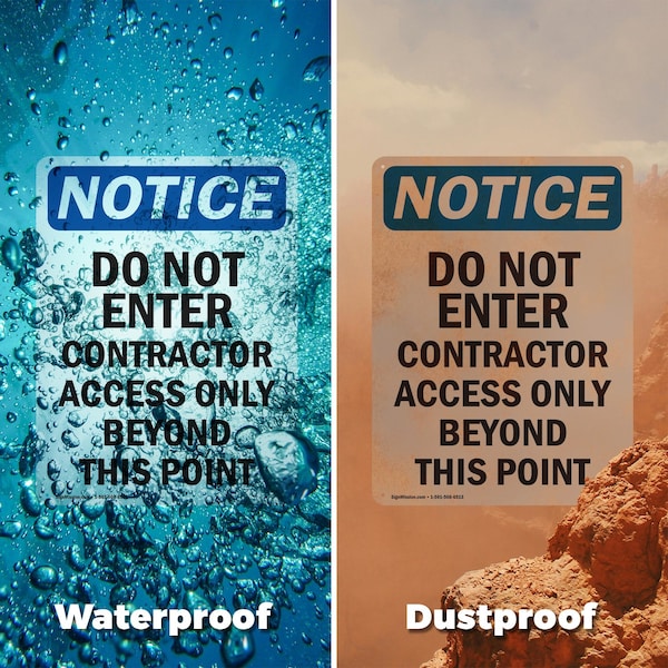 Signmission Do Not Enter Contractor Access OSHA Notice Sign, Aluminum, 12in W x 18in L, 2PK - OS-2PACK-NS-A-1218-V-11177