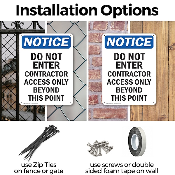 Signmission Do Not Enter Contractor Access OSHA Notice Sign, Aluminum, 12in W x 18in L, 2PK - OS-2PACK-NS-A-1218-V-11177