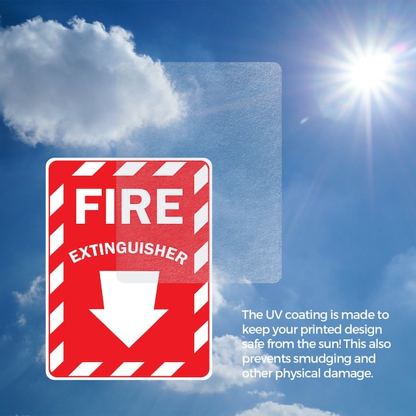 Signmission Fire Extinguisher with Arrow OSHA ANSI Sign, Vinyl Decal, 3.5in W x 5in L, 2PK - OS-2PACK-MISC-D-35-L-19492