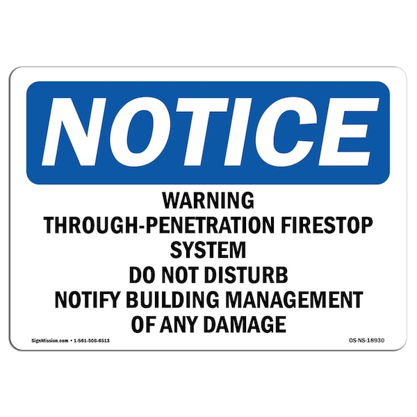 Signmission OSHA, Warning Through-Penetration Firestop System, 5in X 3.5in, 10PK, 3.5" W, 5" L, Landscape, PK10 - OS-NS-D-35-L-18930-10PK