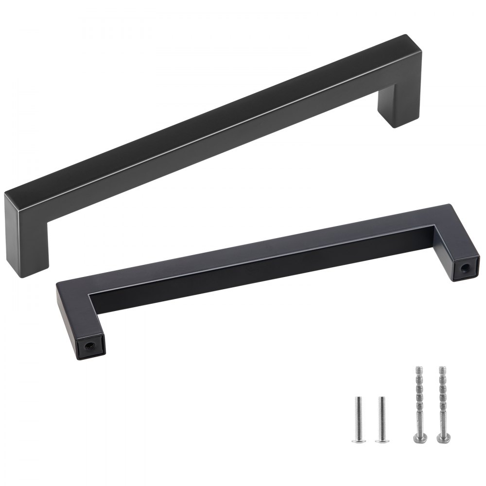 VEVOR 10 Pack Cabinet Pulls, 5.03in / 128mm Center to Center Slim Square Kitchen Cabinet Drawer, Stainless Steel Modern Kitchen Cupboard Door Handles for Kitchen Bathroom Bar Hardware Matte Black - CJLSBXGPS10PNGAIGV0