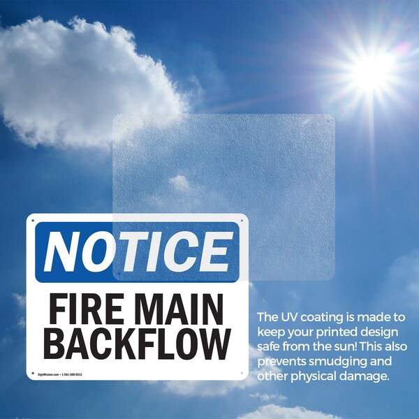 Signmission Fire Main Backflow OSHA Notice Sign, Aluminum, 14in W x 10in L, 2PK - OS-2PACK-NS-A-1014-L-12618