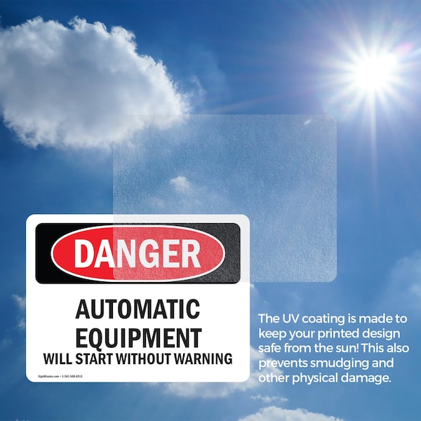 Signmission Automatic Equipment Start Without Warning Danger Sign, Vinyl Decal, 7in W x 5in L, 2PK - OS-2PACK-DS-D-57-L-1846