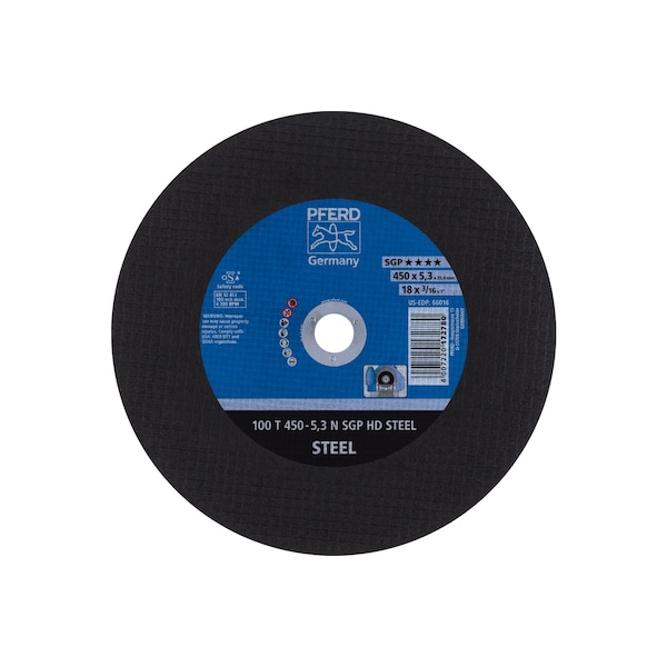 Pferd Abrasive Cut-Off Wheel, 18 in Dia, 3/16 in Thick, 1 in Arbor Hole Size, 24 Grit, Heavy Duty Series - 66016