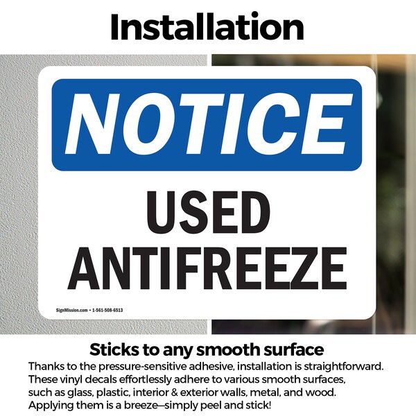 Signmission Used Antifreeze, 14 in W x Rectangle, Vinyl Decal - OS-2PACK-NS-D-1014-L-18822