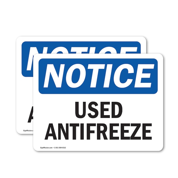 Signmission Used Antifreeze, 14 in W x Rectangle, Vinyl Decal - OS-2PACK-NS-D-1014-L-18822