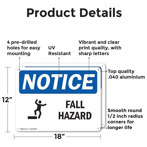 Signmission 12 in Height, 18 in Width, Aluminum, Rectangle - OS-2PACK-NS-A-1218-L-12428