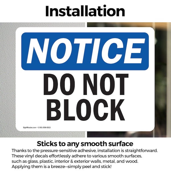 Signmission Do Not Block, 10 in W x Rectangle, Vinyl Decal - OS-2PACK-NS-D-710-L-11083