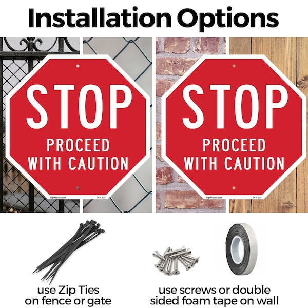 Signmission Stop Proceed with Caution, 18 Inch X 18 Inch, Plastic Sign - OC-P-18-15