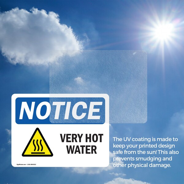 Signmission Hot Surface Sign, 3.5 in H x 5 in W, Vinyl Decal, Very Hot Water Sign With Symbol - OS-2PACK-NS-D-35-L-18872