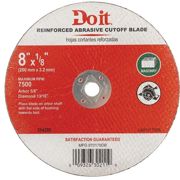 All-Source Type 1 8 In. x 1/8 In. x 5/8 In. Masonry Cut-Off Wheel - 972170DB