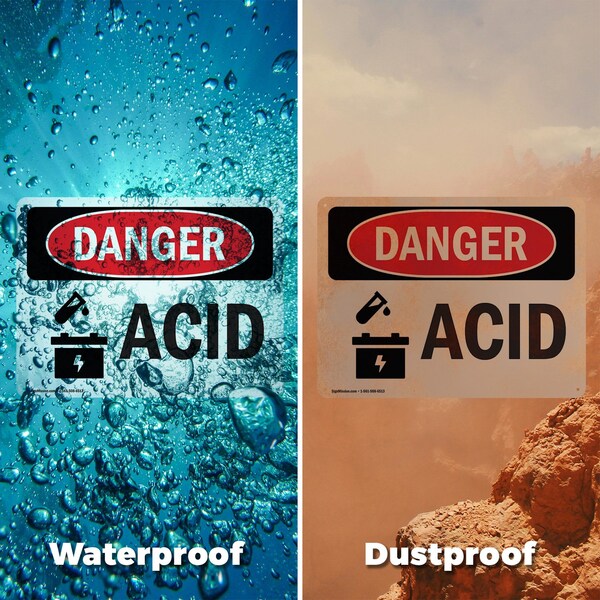 Signmission Acid Danger Sign, Vinyl Decal, 14in W x 10in L, 2PK - OS-2PACK-DS-D-1014-L-1017