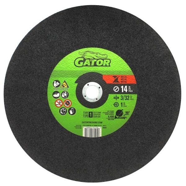 Gatorblade CutOff Wheel, 14 in Dia, 332 in Thick, 1 in Arbor - 9685