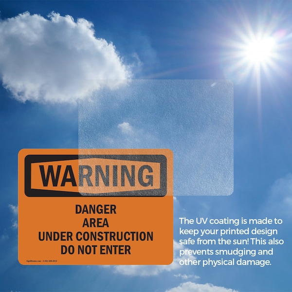 Signmission Danger Area Under Construction Do Not Enter OSHA Warning Sign, Vinyl Decal, 5in W x 3.5in L, 2PK - OS-2PACK-WS-D-35-L-12034