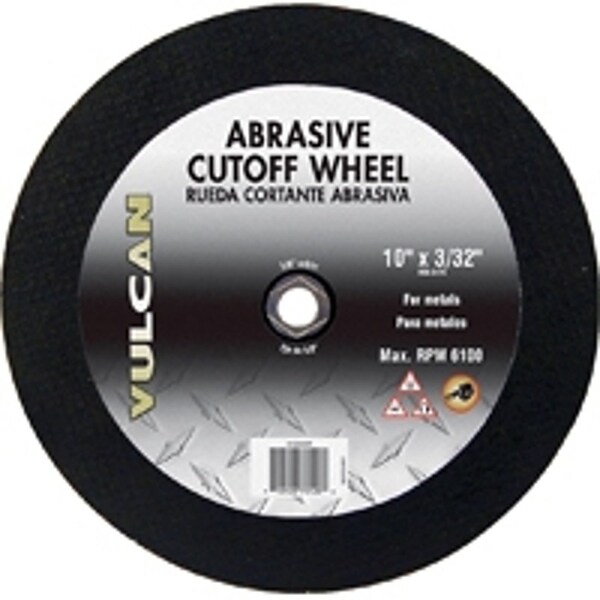 Vulcan Type 1 Cut-Off Wheel, 10 in Dia, 3/32 in Thick, 5/8 in Arbor, Premium, Aluminum Oxide Abrasive - 916340OR