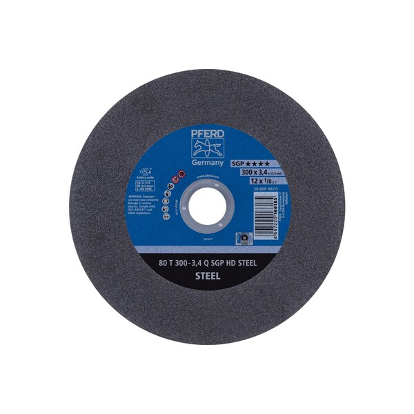 Pferd 12 in Dia, 1/8 in Thick, 1 in Arbor Hole Size, 24 Grit, Heavy Duty Series - 66115