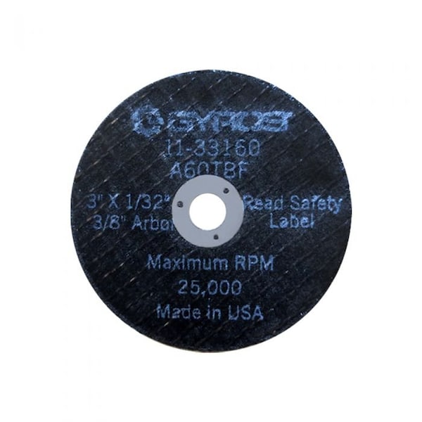 Gyros Type 01 Reinforced Cut-Off Wheels 3"x 1/32" (3/8" Arbor) A60TBF, 50PK - 11-33160/50
