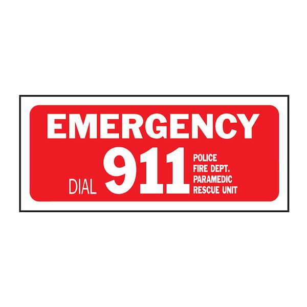Hy-Ko Emergency Dial 911 Sign 6" x 14", 5PK - A23009